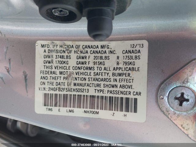 Honda Civic Sedan Lx 2014 2HGFB2F5XEH505213 Image 9