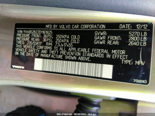 2013 VOLVO XC70 3.2L VIN: YV4952BZ2D1161625