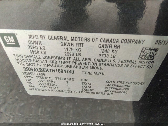 Chevrolet EQUINOX LS 2017 2GNALBEK7H1604749 Image 9
