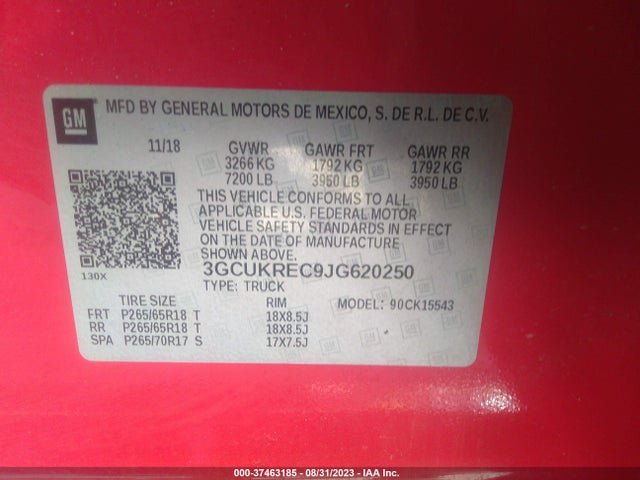 Chevrolet Silverado 1500 Lt 2018 3GCUKREC9JG620250 Image 9