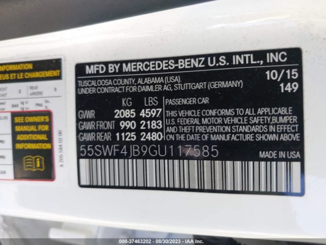 55SWF4JB9GU117585 Mercedes-Benz C-class C 300