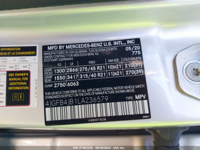 4JGFB4JB1LA236579 Mercedes-Benz Gle Gle 350
