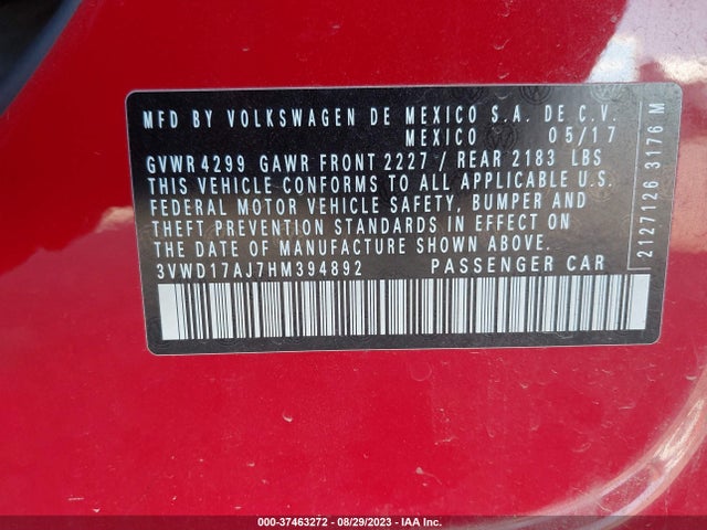 3VWD17AJ7HM394892 Volkswagen Jetta 1.8t Sport