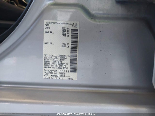 Nissan Altima 2.5 Sv 2022 1N4BL4DV0NN356333 Image 9