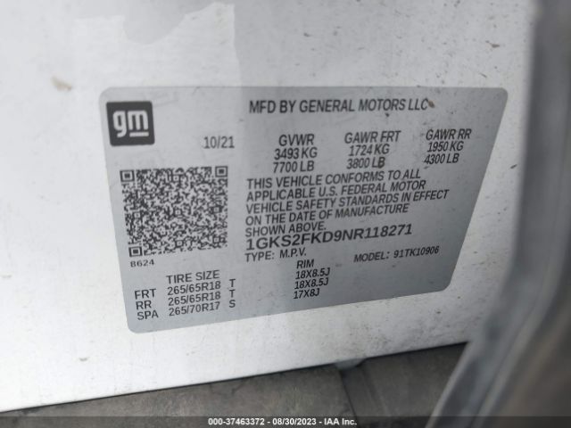 1GKS2FKD9NR118271 GMC Yukon Xl Sle