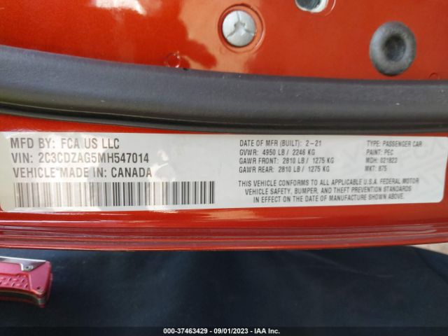 2C3CDZAG5MH547014 Dodge Challenger Sxt