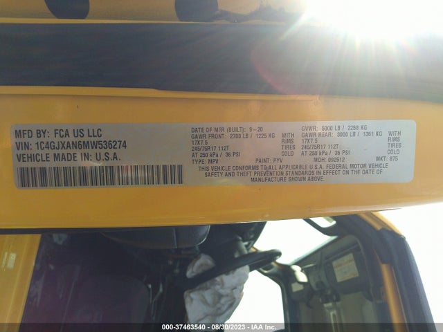 1C4GJXAN6MW536274 Jeep Wrangler Sport S