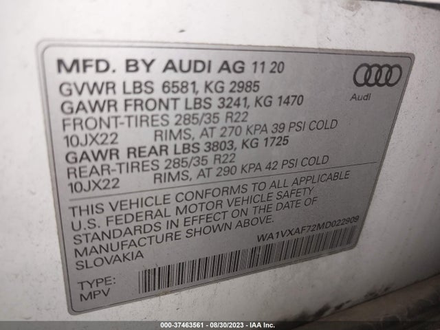 WA1VXAF72MD022909 Audi Q7 Prestige