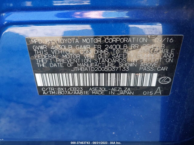 JTHBA1D20G5037133 Lexus IS 200T