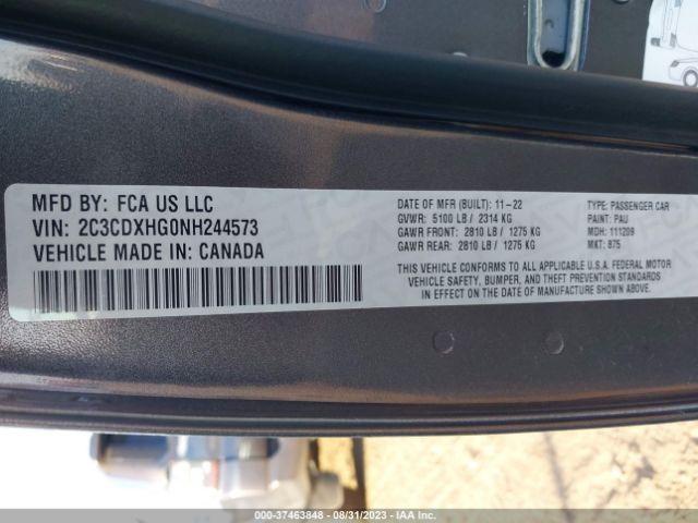 2C3CDXHG0NH244573 Dodge CHARGER GT