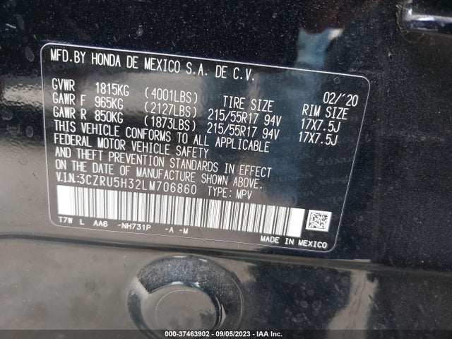 Honda HR-V LX 2020 3CZRU5H32LM706860 Image 9