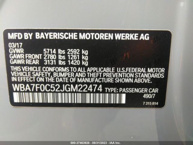 WBA7F0C52JGM22474 BMW 7 Series 750i