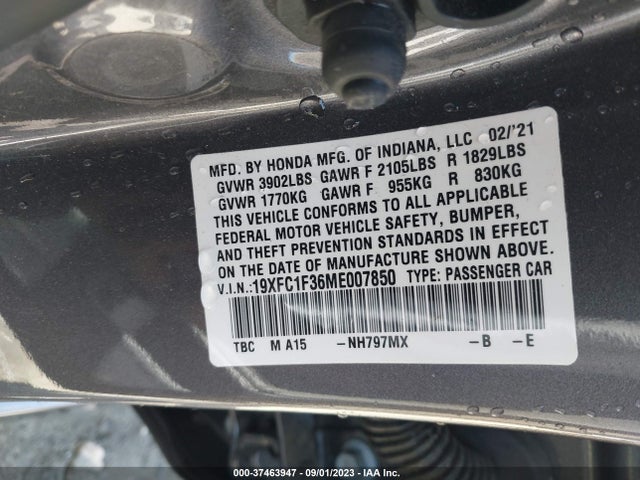 2021 HONDA CIVIC SEDAN 19XFC1F36ME007850 Photo 8
