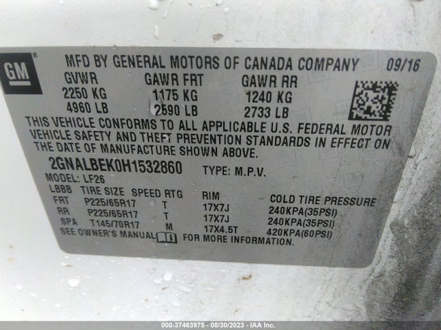 Chevrolet EQUINOX LS 2017 2GNALBEK0H1532860 Image 9