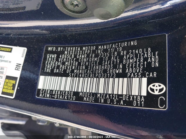 Toyota Corolla Xse 2020 5YFT4RCE8LP033173 Image 9