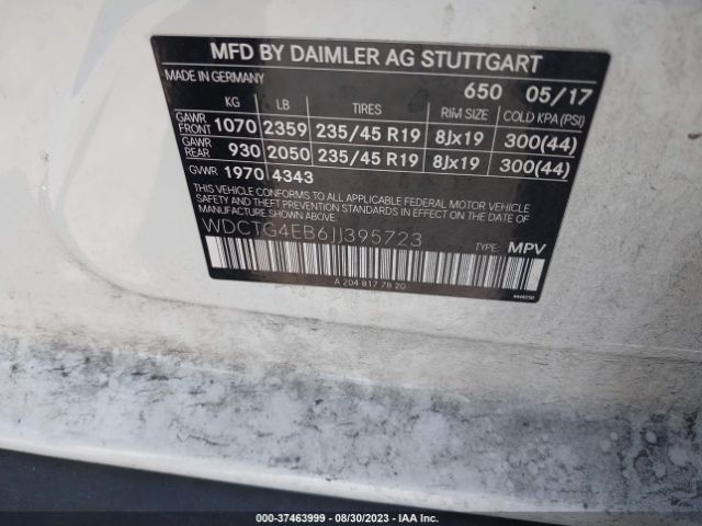 WDCTG4EB6JJ395723 Mercedes-Benz Gla Gla 250