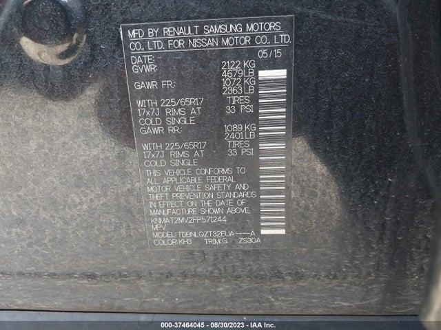 Nissan ROGUE SV 2015 KNMAT2MV2FP571244 Image 16