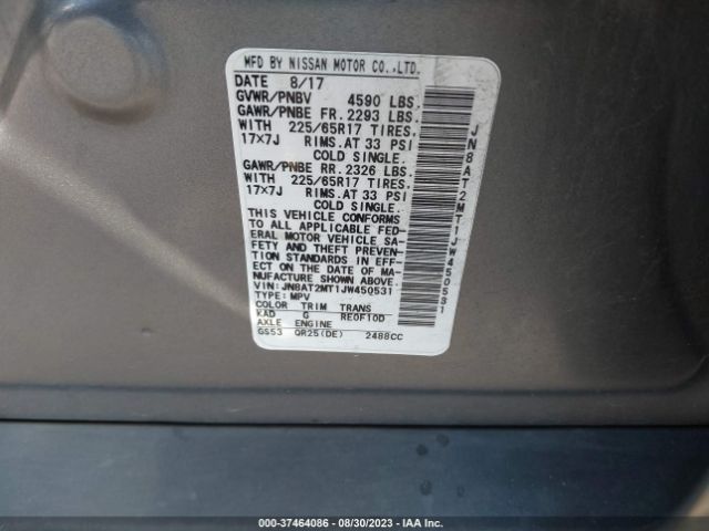 JN8AT2MT1JW450531 Nissan ROGUE SV