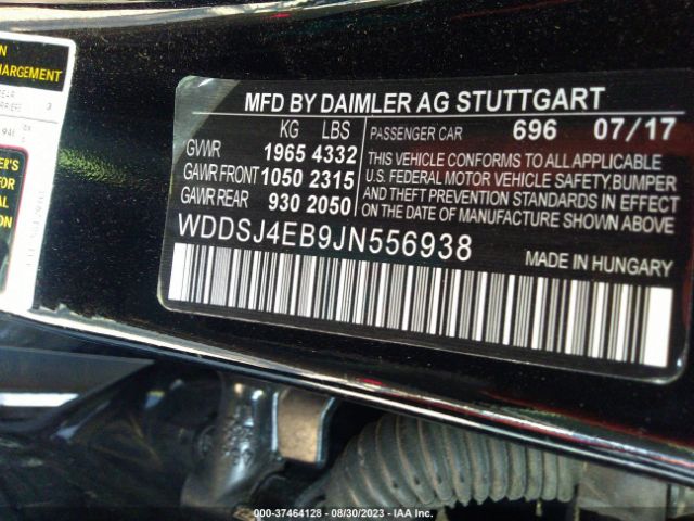 WDDSJ4EB9JN556938 Mercedes-Benz Cla Cla 250