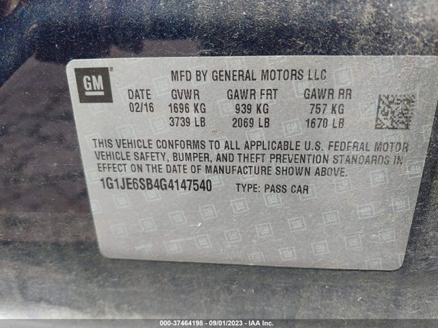 Chevrolet SONIC LTZ 2016 1G1JE6SB4G4147540 Image 16
