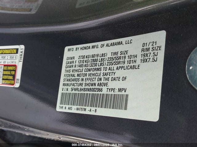 Honda Odyssey Touring 2022 5FNRL6H8XNB002066 Image 9