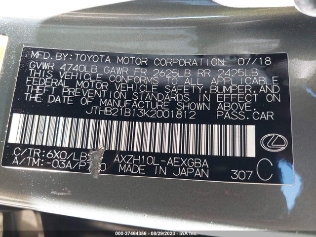 JTHB21B13K2001812 Lexus Es Es 300h