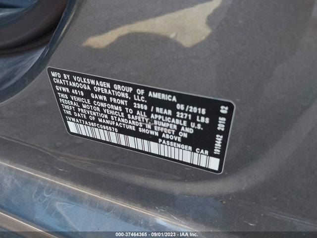 1VWAT7A36FC095570 Volkswagen Passat 1.8t Wolfsburg Ed