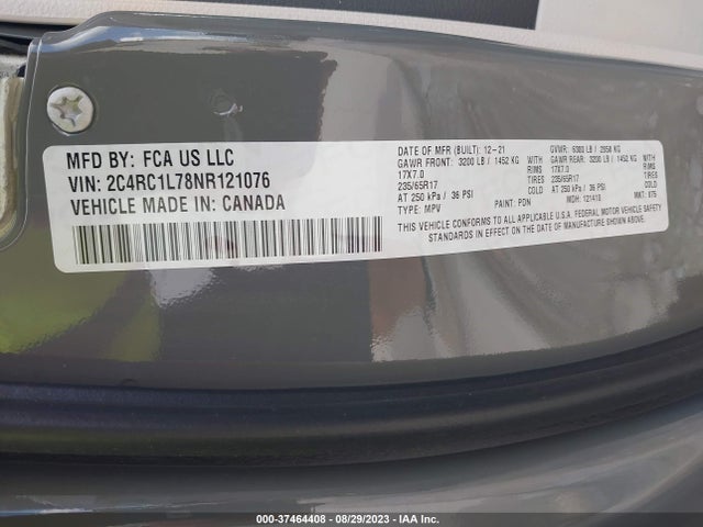 Chrysler Pacifica Hybrid Touring L 2022 2C4RC1L78NR121076 Image 9