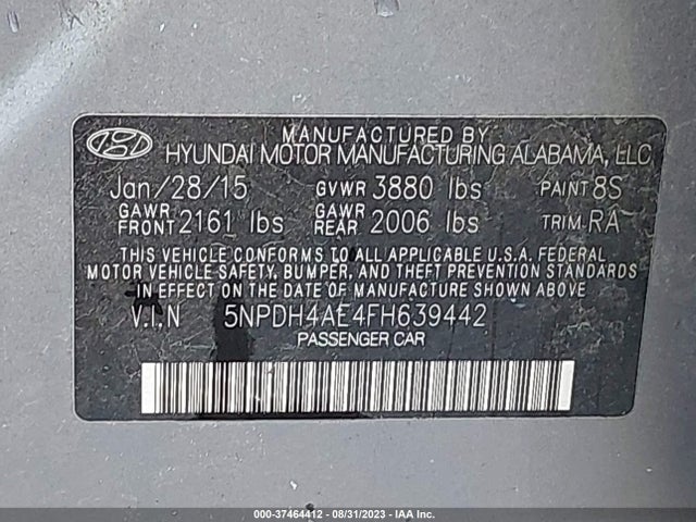 Hyundai dohc mpi nu 2015 5NPDH4AE4FH639442 Image 30