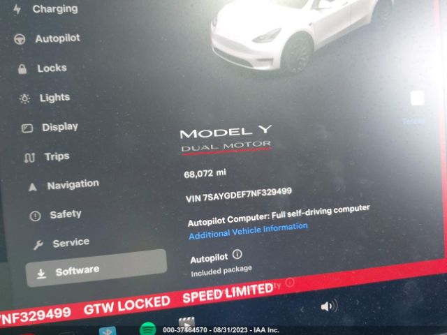 7SAYGDEF7NF329499 Tesla Model Y Performance