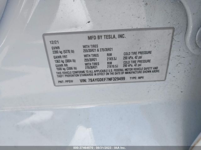 7SAYGDEF7NF329499 Tesla Model Y Performance