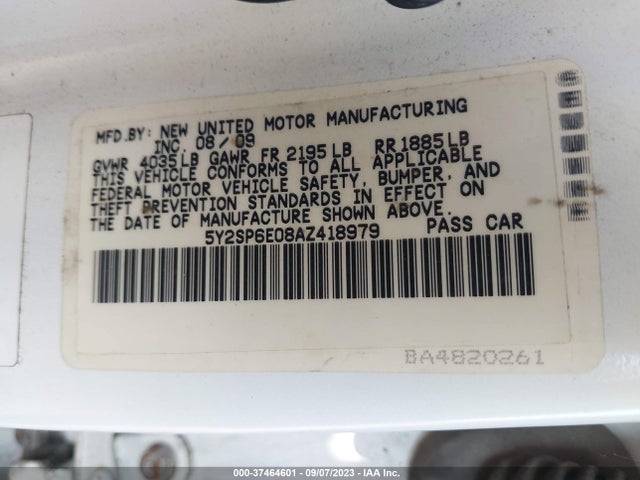 2010 PONTIAC VIBE W/1SB VIN: 5Y2SP6E08AZ418979