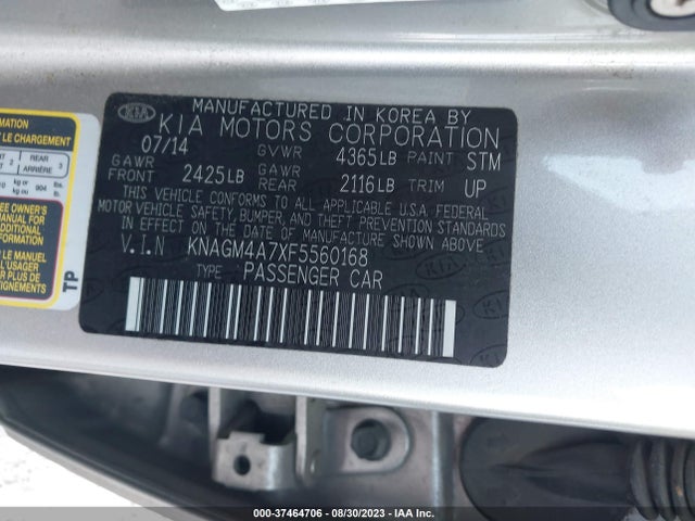 KIA Optima Lx 2015 KNAGM4A7XF5560168 Image 9