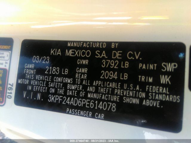 3KPF24AD6PE614078 KIA Forte Lxs