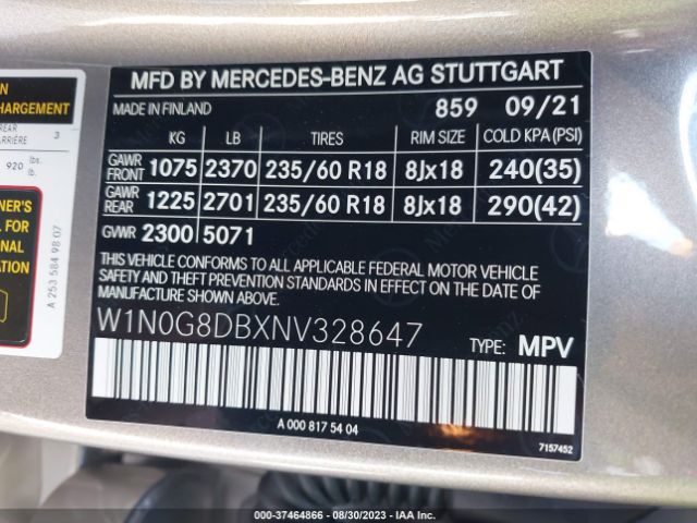W1N0G8DBXNV328647 Mercedes-Benz Glc Glc 300