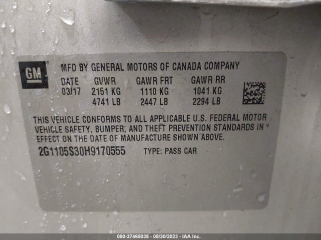 Chevrolet IMPALA LT 2017 2G1105S30H9170555 Image 9