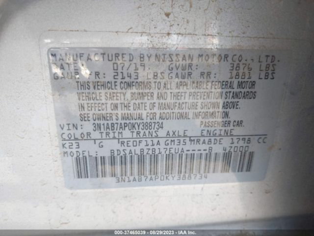3N1AB7AP0KY388734 Nissan SENTRA S