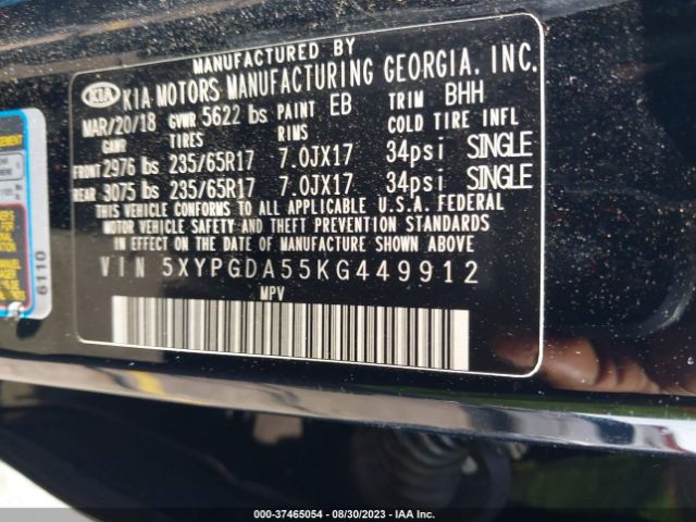 5XYPGDA55KG449912 KIA Sorento Lx V6