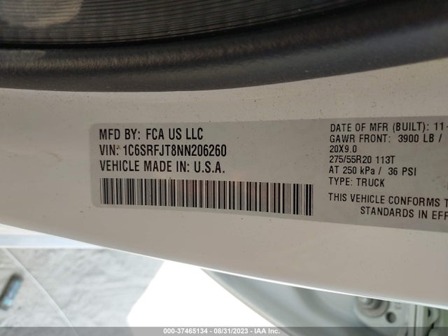 RAM 1500 Laramie 2022 1C6SRFJT8NN206260 Image 9