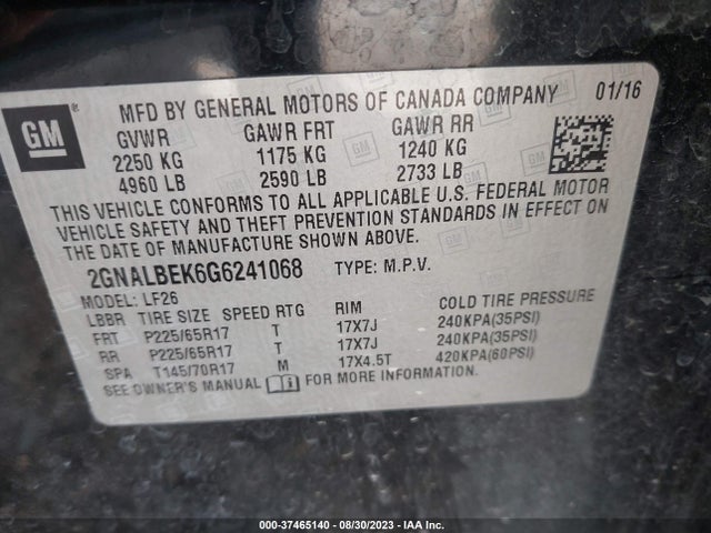 Chevrolet EQUINOX LS 2016 2GNALBEK6G6241068 Image 9