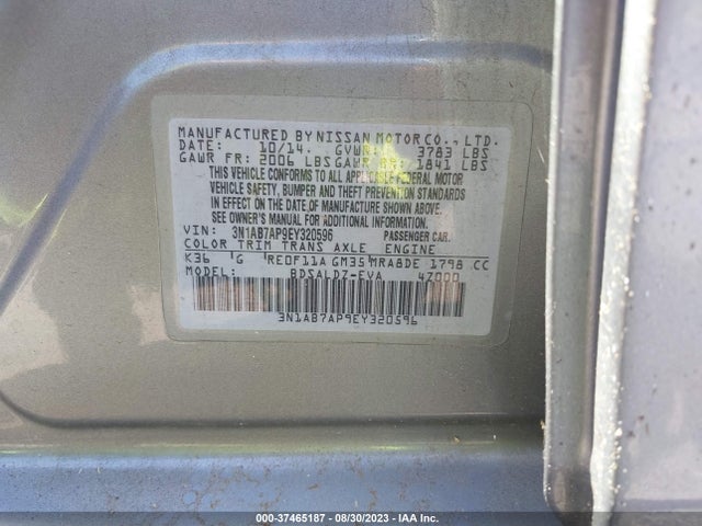 Nissan SENTRA SV 2014 3N1AB7AP9EY320596 Image 9