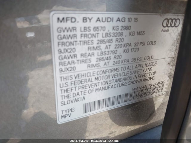 WA1VAAF71HD001735 Audi Q7 Prestige