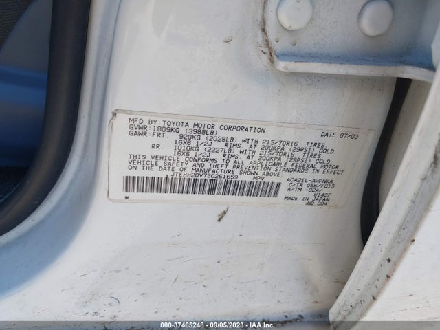 2003 TOYOTA RAV4 VIN: JTEHH20V730261659