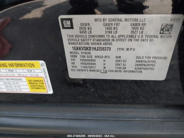 1GKKVSKD1HJ258379 GMC Acadia Limited Limited