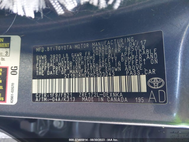 Toyota COROLLA LE 2017 2T1BURHE2HC903043 Image 15