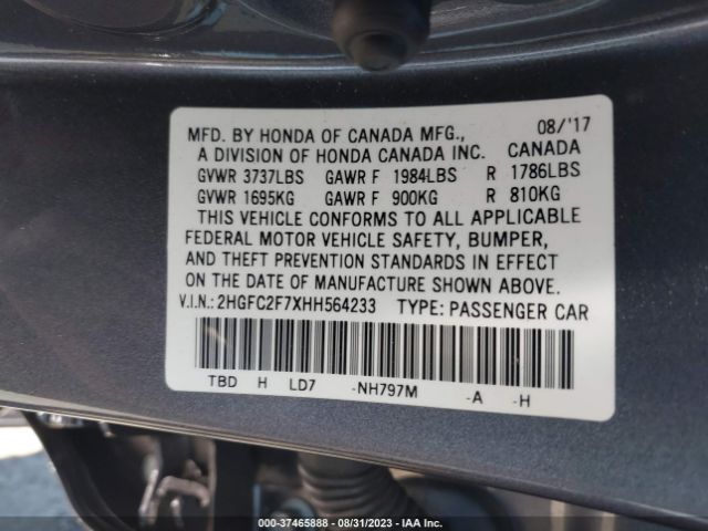 2HGFC2F7XHH564233 Honda Civic Sedan Ex