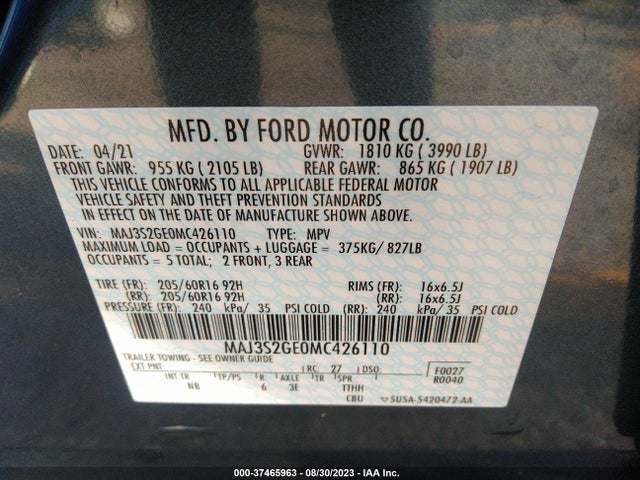 2021 FORD ECOSPORT SE VIN: MAJ3S2GE0MC426110
