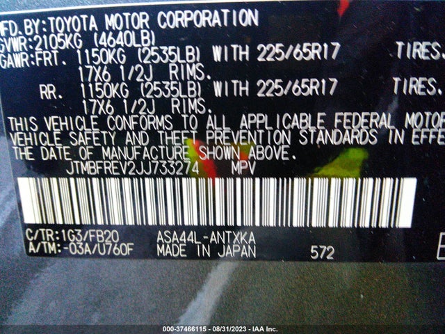Toyota RAV4 LE 2018 JTMBFREV2JJ733274 Image 9