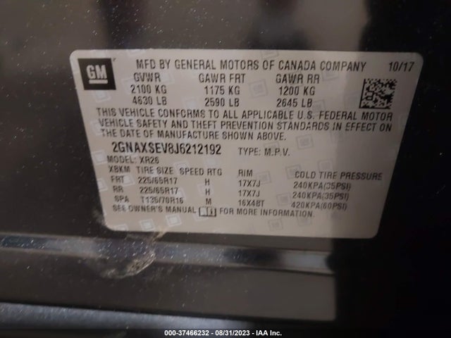 Chevrolet EQUINOX LT 2018 2GNAXSEV8J6212192 Image 9