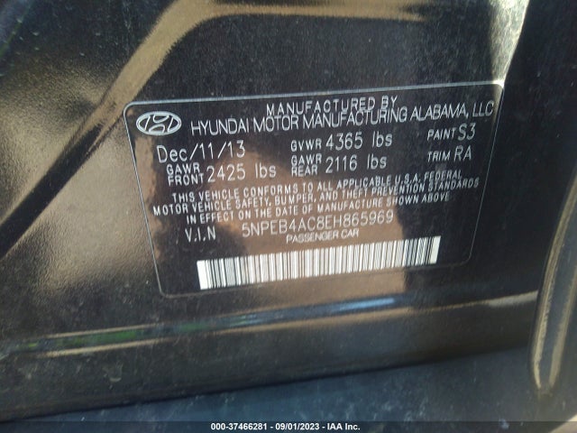 Hyundai SONATA GLS 2014 5NPEB4AC8EH865969 Image 9